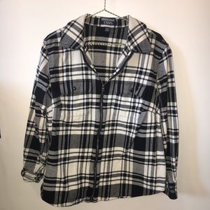 Black and white zip flannel